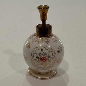 Irice Import Vintage Perfume Atomizer White Gold Hand Painted Regency